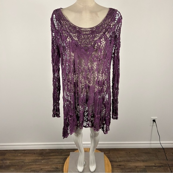 ❤️Bella Purple Lace Crochet Tunic dress 8 - Picture 3 of 11
